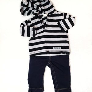 Grain De Ble | Stripe Hoodie Outfit sz 3 mos